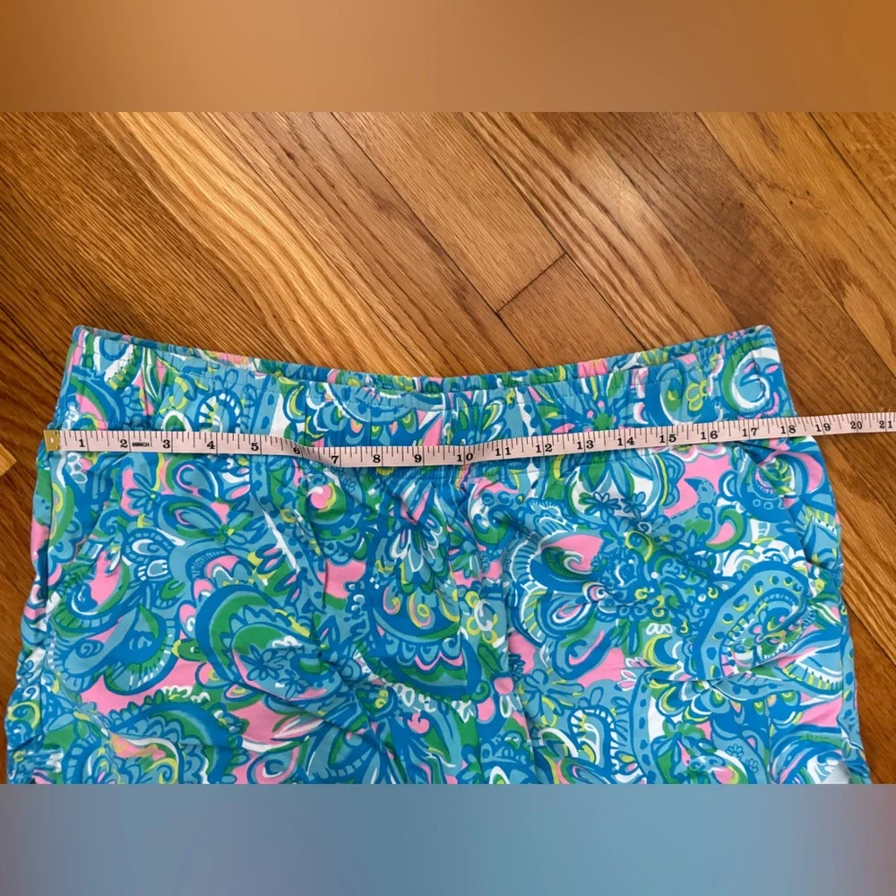 Lilly Pulitzer Blue, Pink & Green Paisley Athletic Shorts - Picture 3 of 5
